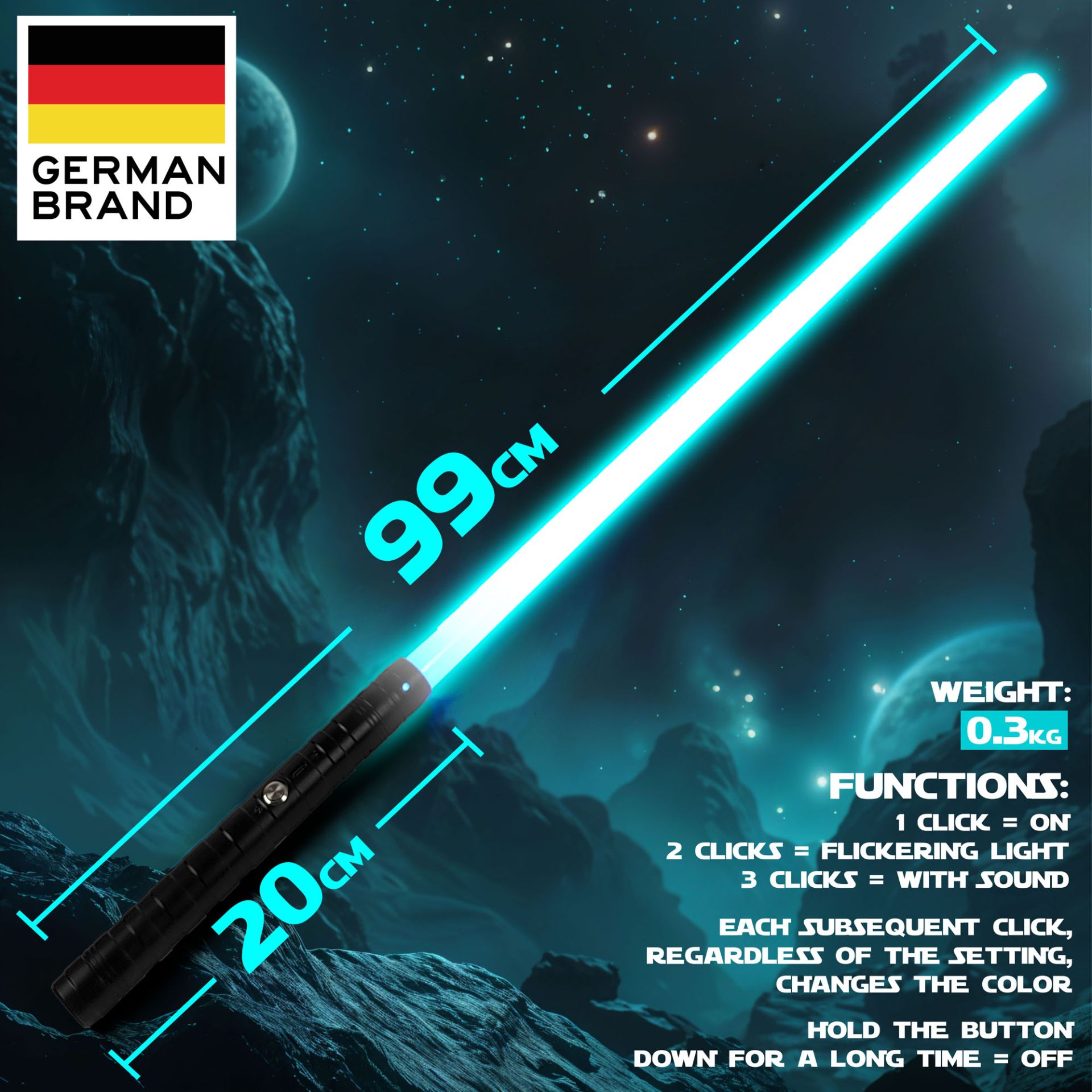 2er Set Galactic Shadow Lichtschwert Cosplay LED FX Sound Akku Replik 99 cm