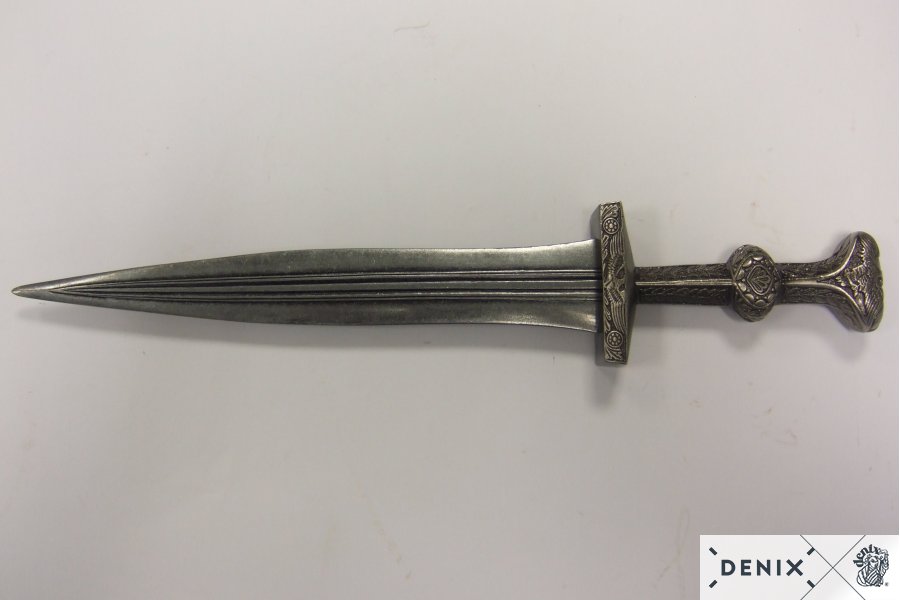 Römerdolch vernickelt mit Scheide