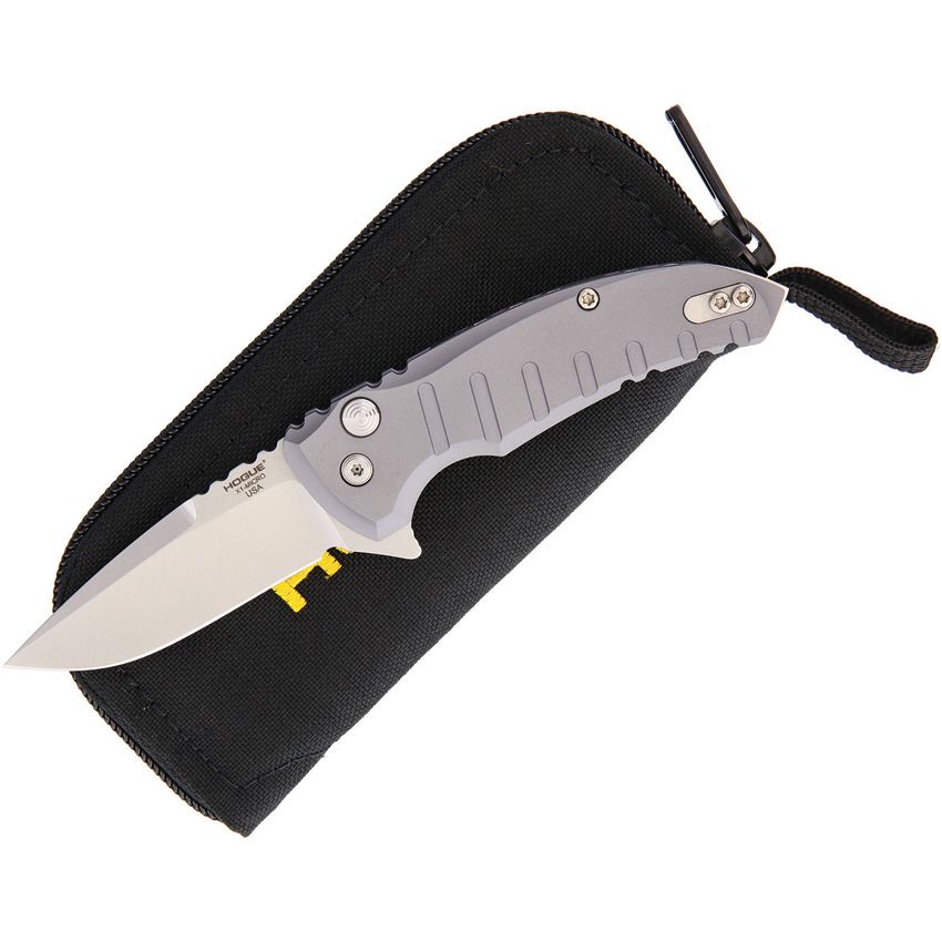 X1-Microflip, CPM-154 Stonewashed-Klinge, mattgrauer Aluminiumgriff