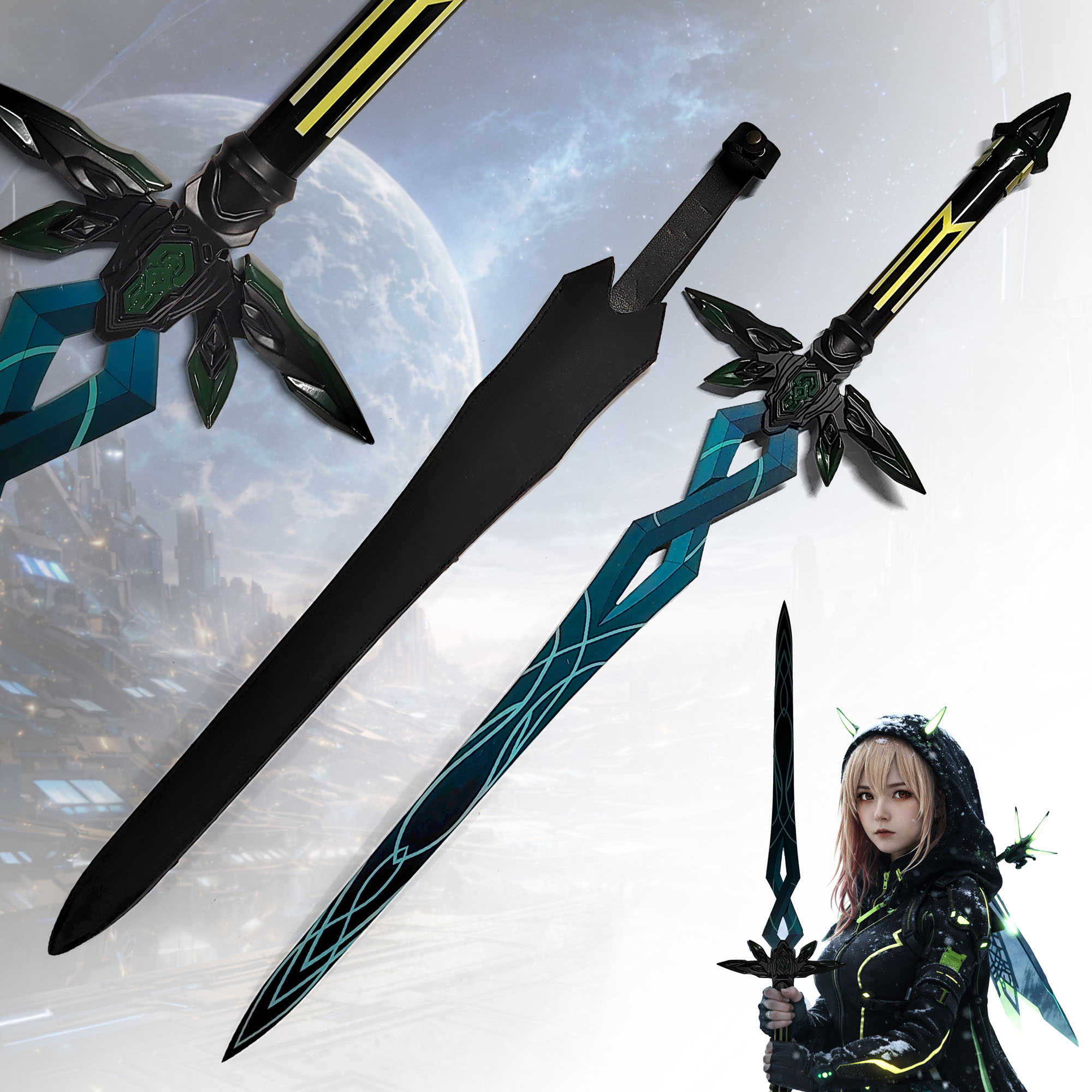 Honkai: Star Rail Firefly Schwert 108cm | Massives Edelstahl Katana mit Hartholz-Griff | SAM Stellaron Jäger Replik & Cosplay Waffe | HSR Penacony Merch